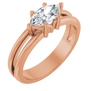 10K Rose Gold 8.5x4.5 mm Marquise Ring Mounting