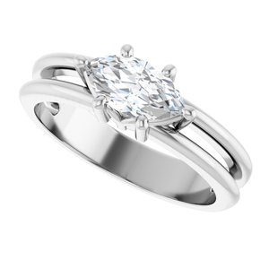 10K White Gold 8.5x4.5 mm Marquise Ring Mounting – image 8