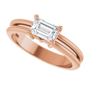 10K Rose Gold 6x4 mm Emerald Ring Mounting – image 8