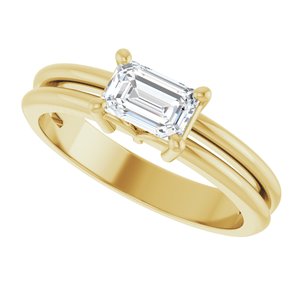 10K Yellow Gold 6x4 mm Emerald Ring Mounting – image 8