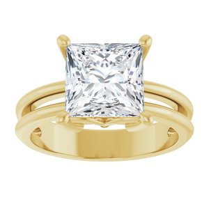 18K Yellow Gold 8x8 mm Square Ring Mounting – image 5