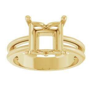 18K Yellow Gold 8x8 mm Square Ring Mounting – image 6
