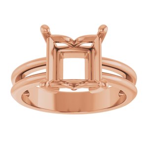 14K Rose Gold 8x8 mm Square Ring Mounting – image 6