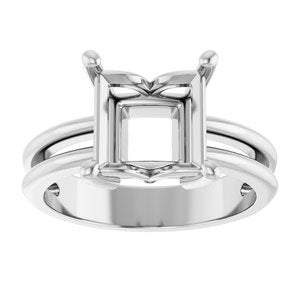 18K White Gold 8x8 mm Square Ring Mounting – image 6