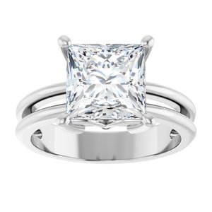 18K White Gold 8x8 mm Square Ring Mounting – image 5