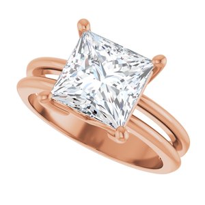 14K Rose Gold 8x8 mm Square Ring Mounting – image 8