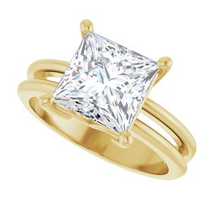 18K Yellow Gold 8x8 mm Square Ring Mounting – image 8
