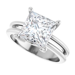 14K White Gold 8x8 mm Square Ring Mounting – image 8