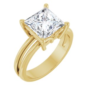 14K Yellow Gold 8x8 mm Square Ring Mounting