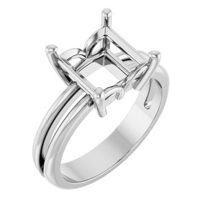 14K X1 White Gold 8x8 mm Square Ring Mounting – image 2