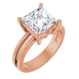 14K Rose Gold 8x8 mm Square Ring Mounting