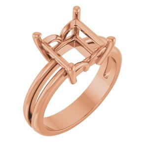 14K Rose Gold 8x8 mm Square Ring Mounting – image 2