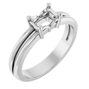 10K White Gold 6x4 mm Emerald Ring Mounting – image 2