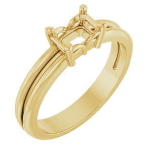 14K Yellow Gold 6x4 mm Emerald Ring Mounting – image 2