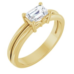 10K Yellow Gold 6x4 mm Emerald Ring Mounting