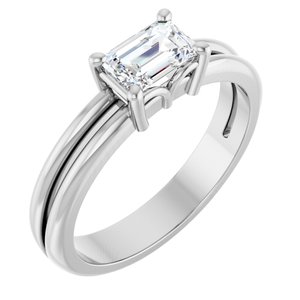 14K White Gold 6x4 mm Emerald Ring Mounting