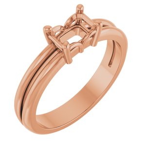18K Rose Gold 6x4 mm Emerald Ring Mounting – image 2