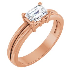 18K Rose Gold 6x4 mm Emerald Ring Mounting