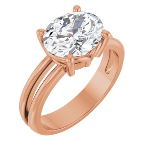 18K Rose Gold 10x8 mm Oval Ring Mounting