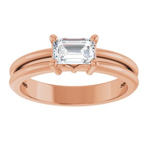 10K Rose Gold 6x4 mm Emerald Ring Mounting – image 5
