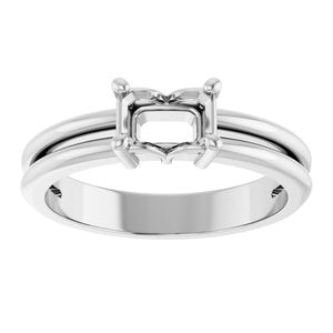 18K White Gold 6x4 mm Emerald Ring Mounting – image 6