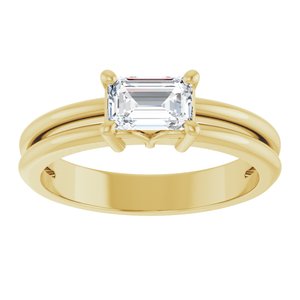 18K Yellow Gold 6x4 mm Emerald Ring Mounting – image 5