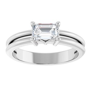 14K White Gold 6x4 mm Emerald Ring Mounting – image 5