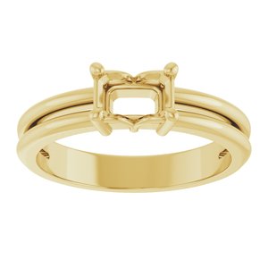 14K Yellow Gold 6x4 mm Emerald Ring Mounting – image 6