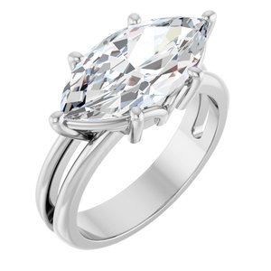 10K White Gold 16x8 mm Marquise Ring Mounting