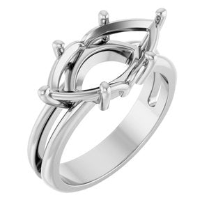 18K White Gold 16x8 mm Marquise Ring Mounting – image 2
