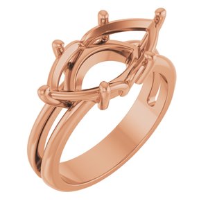 14K Rose Gold 16x8 mm Marquise Ring Mounting – image 2