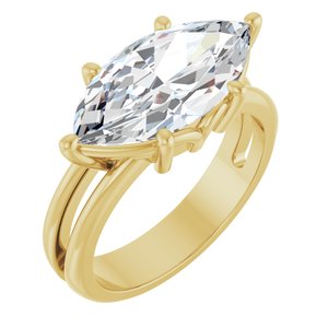 18K Yellow Gold 16x8 mm Marquise Ring Mounting