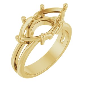 10K Yellow Gold 16x8 mm Marquise Ring Mounting – image 2