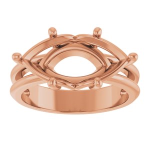 18K Rose Gold 16x8 mm Marquise Ring Mounting – image 6