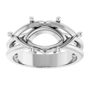14K White Gold 16x8 mm Marquise Ring Mounting – image 6