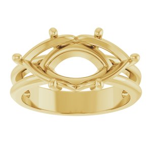 10K Yellow Gold 16x8 mm Marquise Ring Mounting – image 6