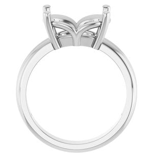10K White Gold 12x10 mm Elongated Cushion Ring Mounting – image 4