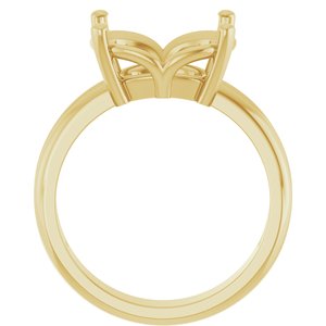18K Yellow Gold 12x10 mm Elongated Cushion Ring Mounting – image 4