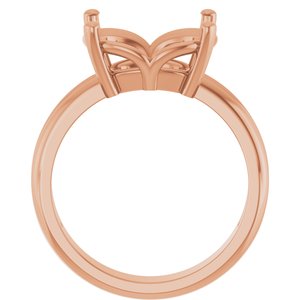 14K Rose Gold 12x10 mm Elongated Cushion Ring Mounting – image 4