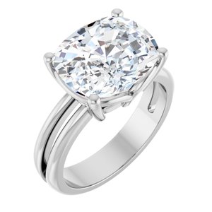 14K X1 White Gold 12x10 mm Elongated Cushion Ring Mounting