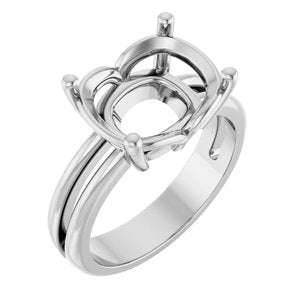 14K X1 White Gold 12x10 mm Elongated Cushion Ring Mounting – image 2
