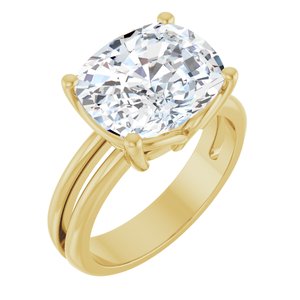 18K Yellow Gold 12x10 mm Elongated Cushion Ring Mounting
