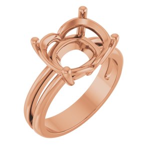 14K Rose Gold 12x10 mm Elongated Cushion Ring Mounting – image 2