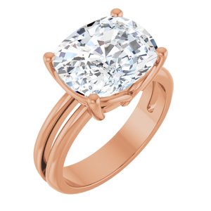 14K Rose Gold 12x10 mm Elongated Cushion Ring Mounting