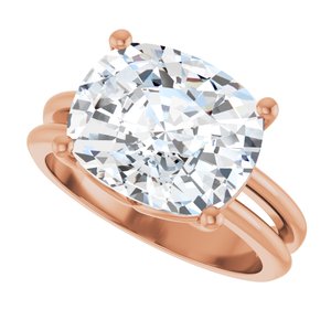 14K Rose Gold 12x10 mm Elongated Cushion Ring Mounting – image 8