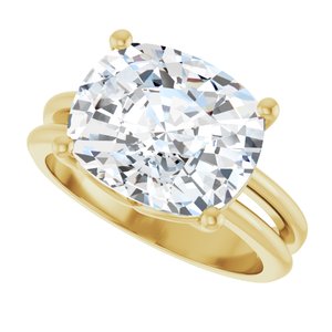 18K Yellow Gold 12x10 mm Elongated Cushion Ring Mounting – image 8