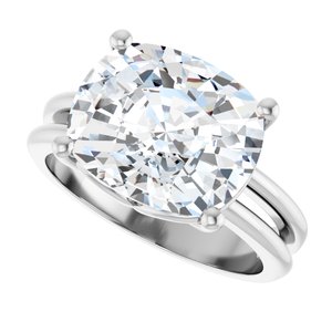 Sterling Silver 12x10 mm Elongated Cushion Ring Mounting – image 8