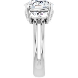 10K White Gold 12x10 mm Elongated Cushion Ring Mounting – image 7