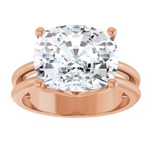 14K Rose Gold 12x10 mm Elongated Cushion Ring Mounting – image 5