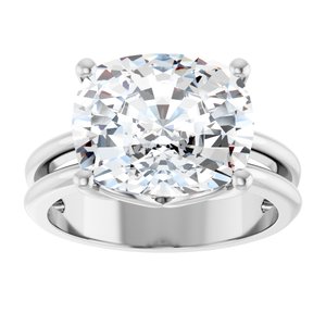 18K White Gold 12x10 mm Elongated Cushion Ring Mounting – image 5